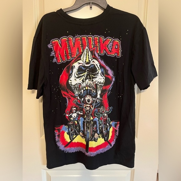 Mishka "Engineered To Destroy" Black T-Shirt With Biker Skull Graphic Size Large - Picture 7 of 16
